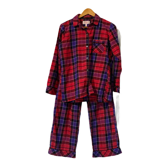 Victoria's Secret 2 Pc Pink & Purple Buffalo Plaid Pajama Set Women's Small - Picture 1 of 9
